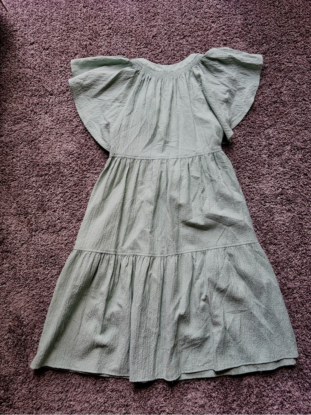 Calvin Klein Light Sage Textured Tiered Midi Dress - Picture 4 of 6